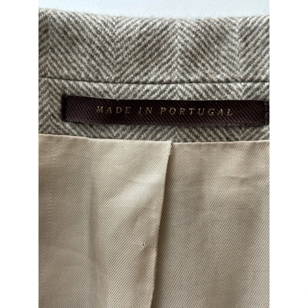 J Hillburn Double Vent Blazer Jacket Wool 44 XL Beige Brown Preppy‎ Wedding Prom